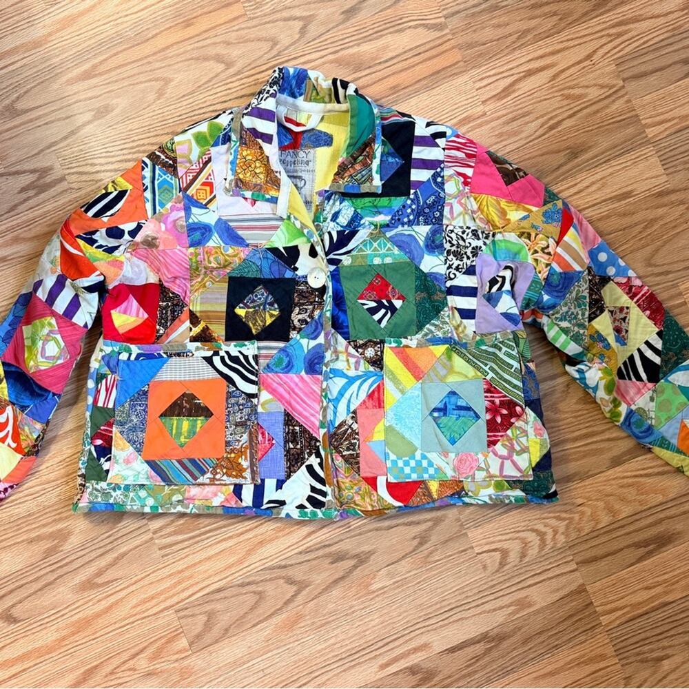 Vintage Upcycled Patchwork Quilt Coat Handmade OOAK Folk Art Jacket